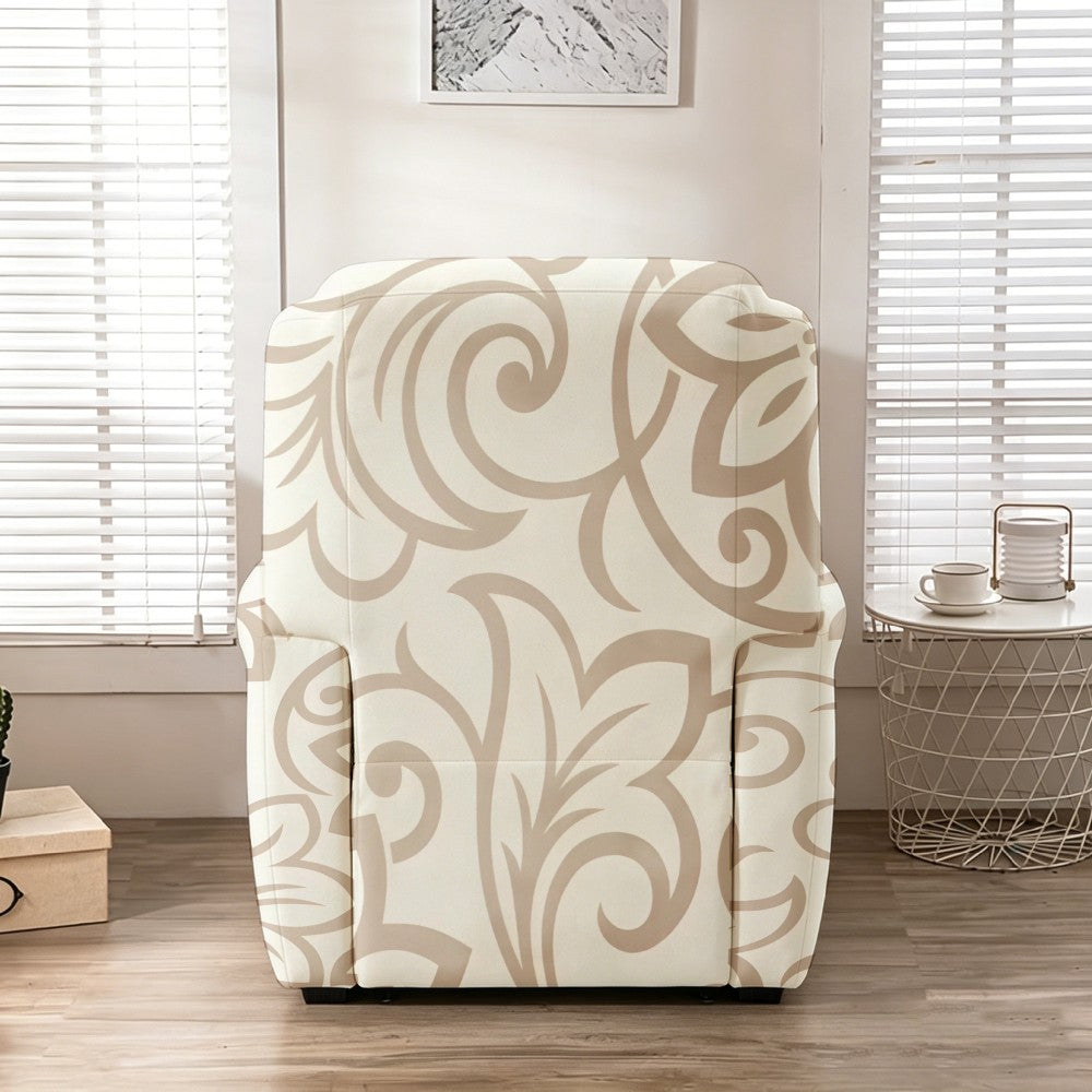 Housse de fauteuil extensible en fibre de lait matelassée à motif fleuri, mise en situation