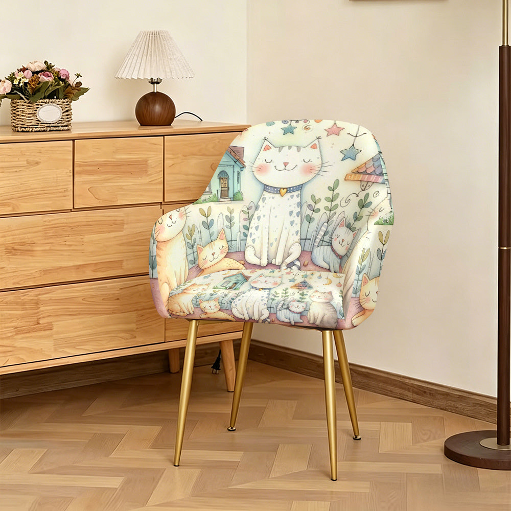 Housse de fauteuil extensible en fibre de lait imprimée au rendu glamour, mise en situation
