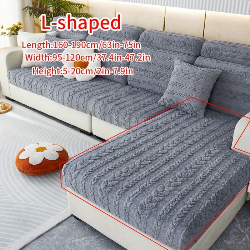 Housse de canapé extensible en velours jacquard antidérapante à housses, vue d'ensemble