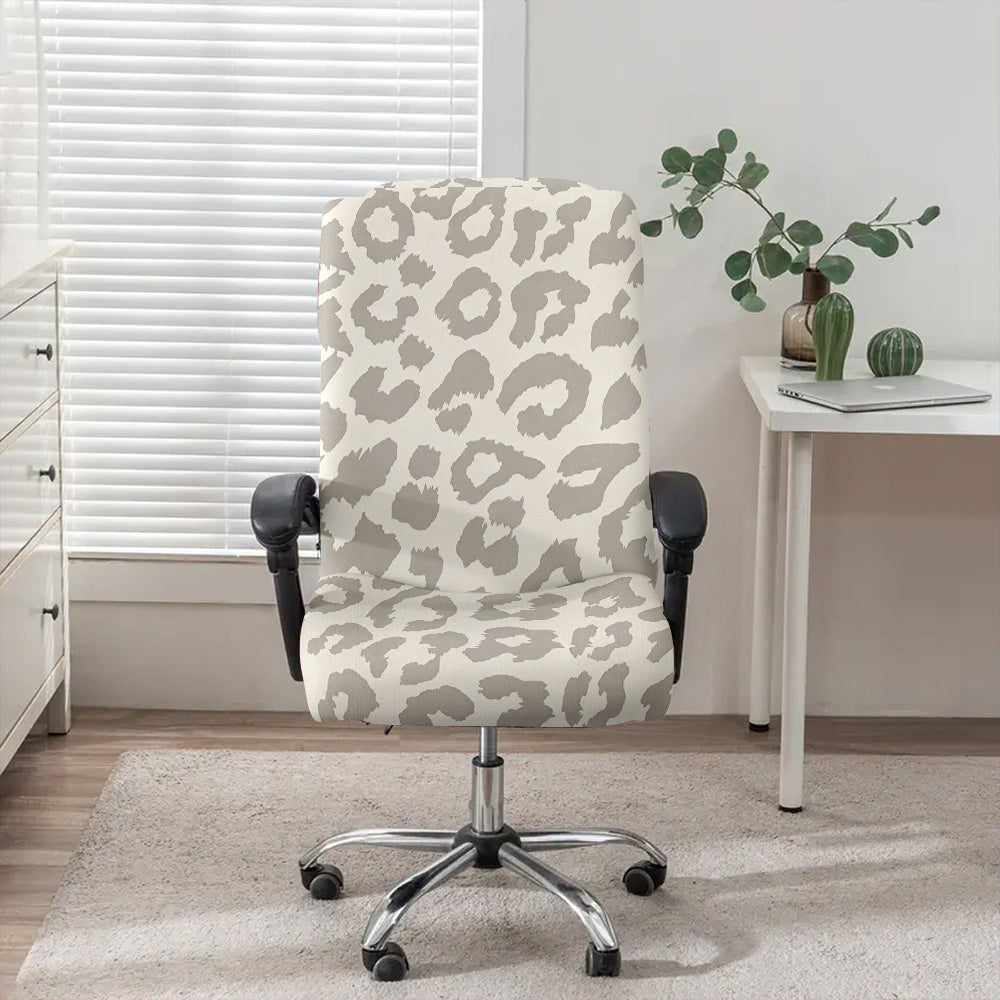 Housse de chaise extensible en fibre de lait à motif léopard à fermeture — détail de la matière : fibre de lait