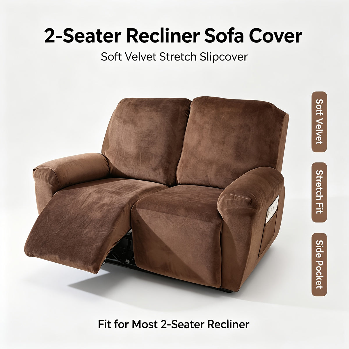 Housse de fauteuil extensible en velours antidérapante, détail de la finition
