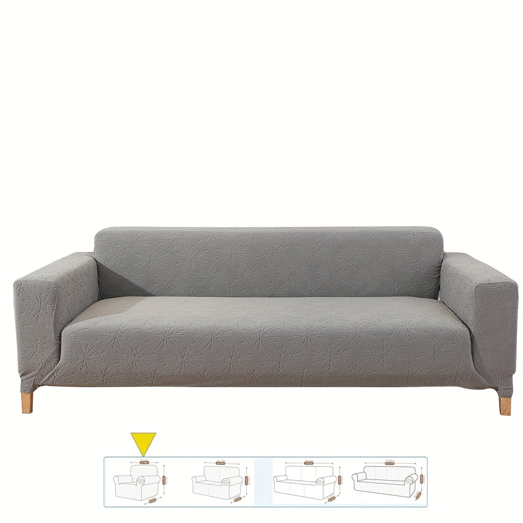Housse de canapé épaisse extensible en polaire jacquard anti-griffes — détail de la matière : polaire