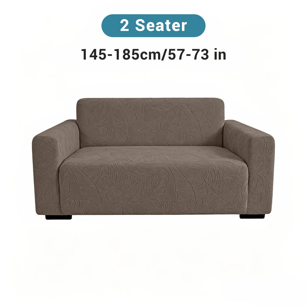 Housse de canapé extensible en polaire jacquard à motif feuillage, vue de dos