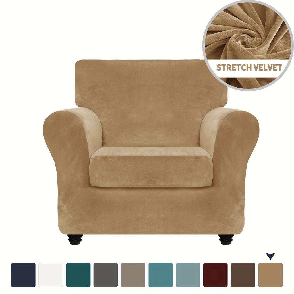 Housse de canapé extensible en velours matelassée antidérapante, tissu de 200 à 250 g/m²