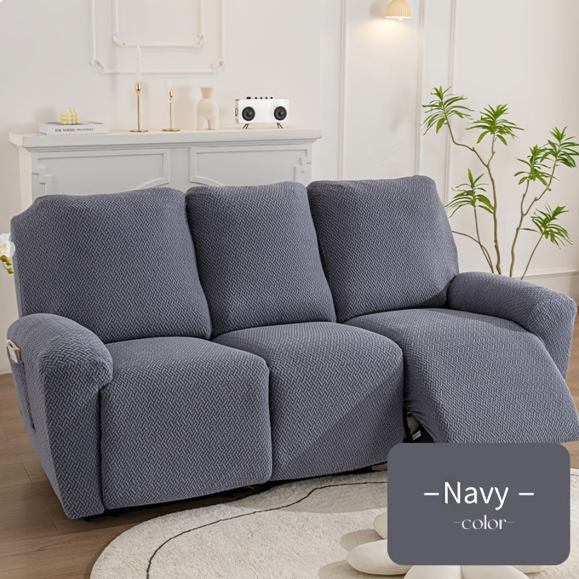 Housse de canapé extensible en polaire jacquard à motif géométrique, mise en situation