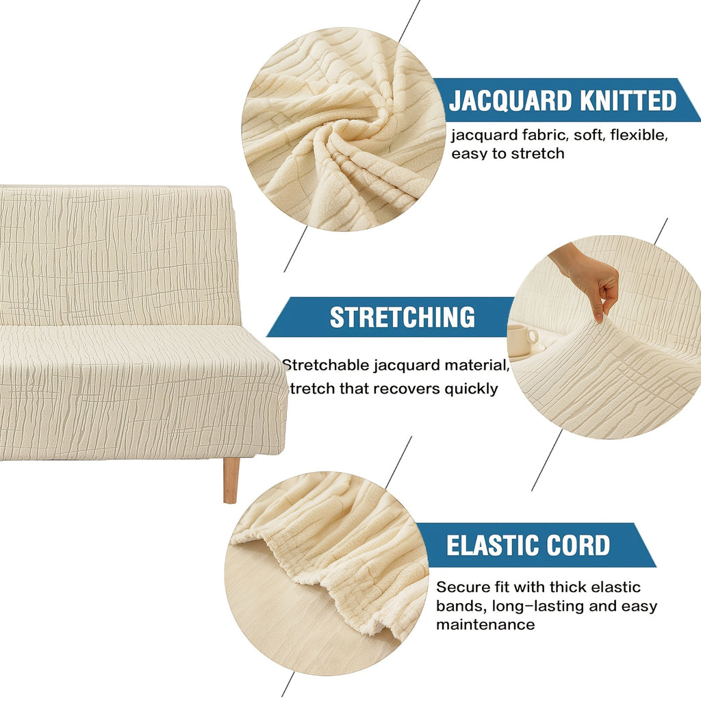 Housse de canapé extensible en polaire jacquard à motif géométrique, mise en situation