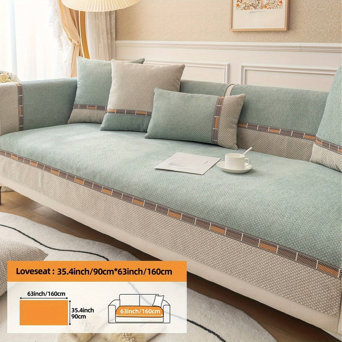 Housse de coussin épaisse en chenille matelassée antidérapante à housses, mise en situation
