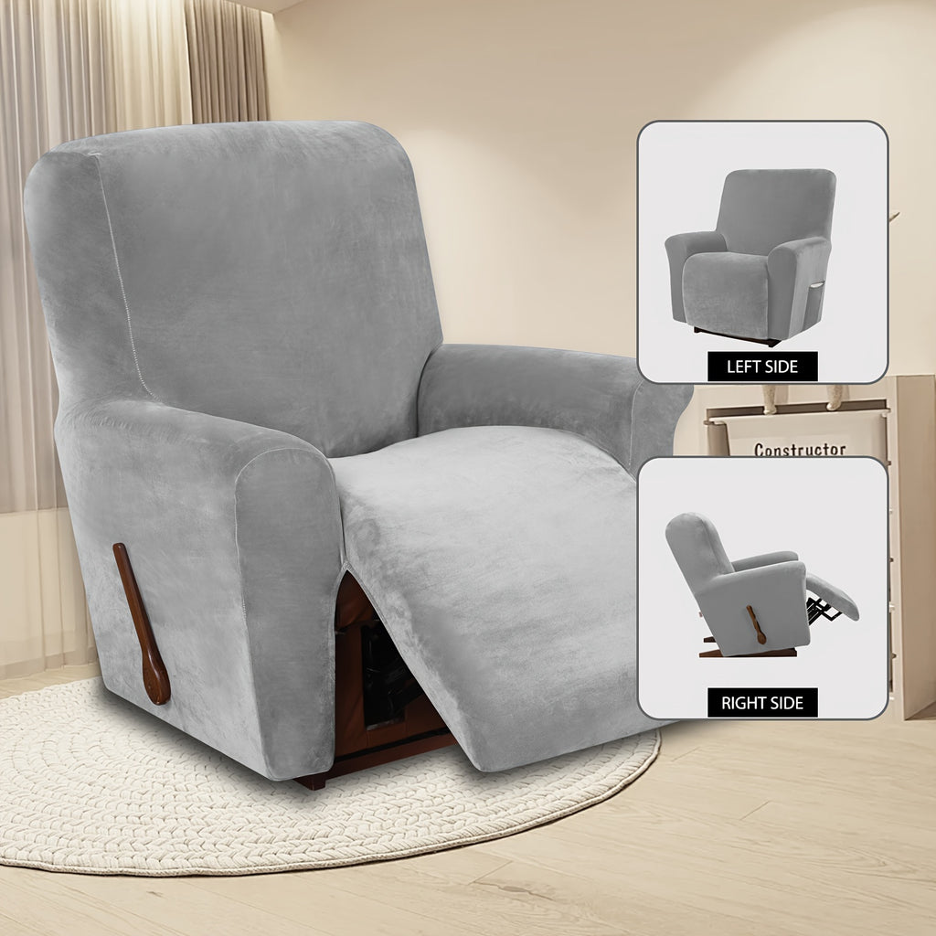 Housse de fauteuil épaisse extensible en velours, mise en situation