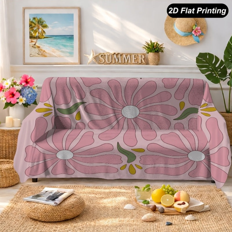 Housse de canapé épaisse en peluche à motif fleuri d'esprit vintage, tissu de 280 g/m²