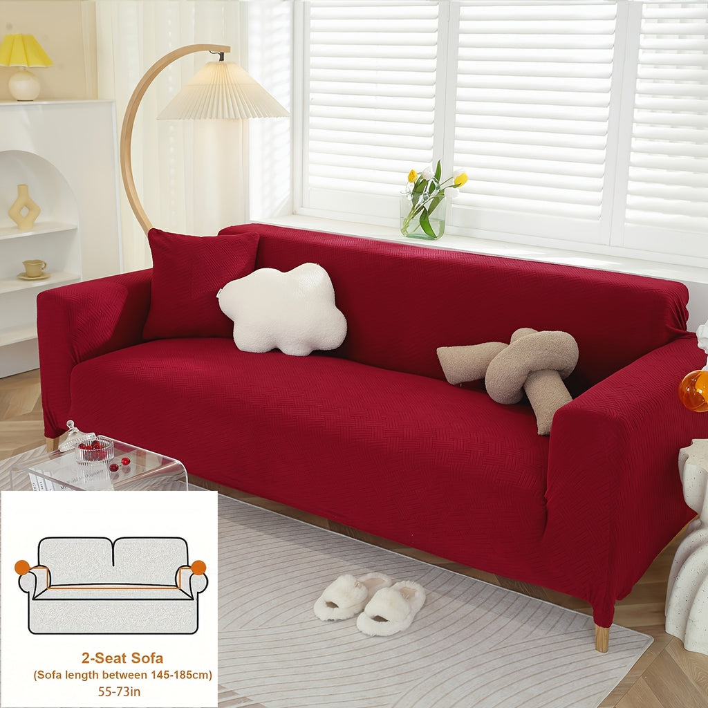 Housse de canapé épaisse extensible en polaire jacquard d'esprit vintage, autre coloris