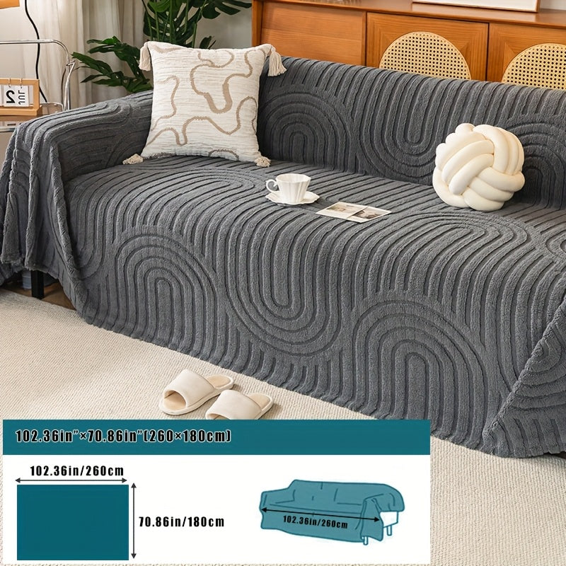 Housse de canapé épaisse en velours jacquard d'esprit vintage, autre coloris