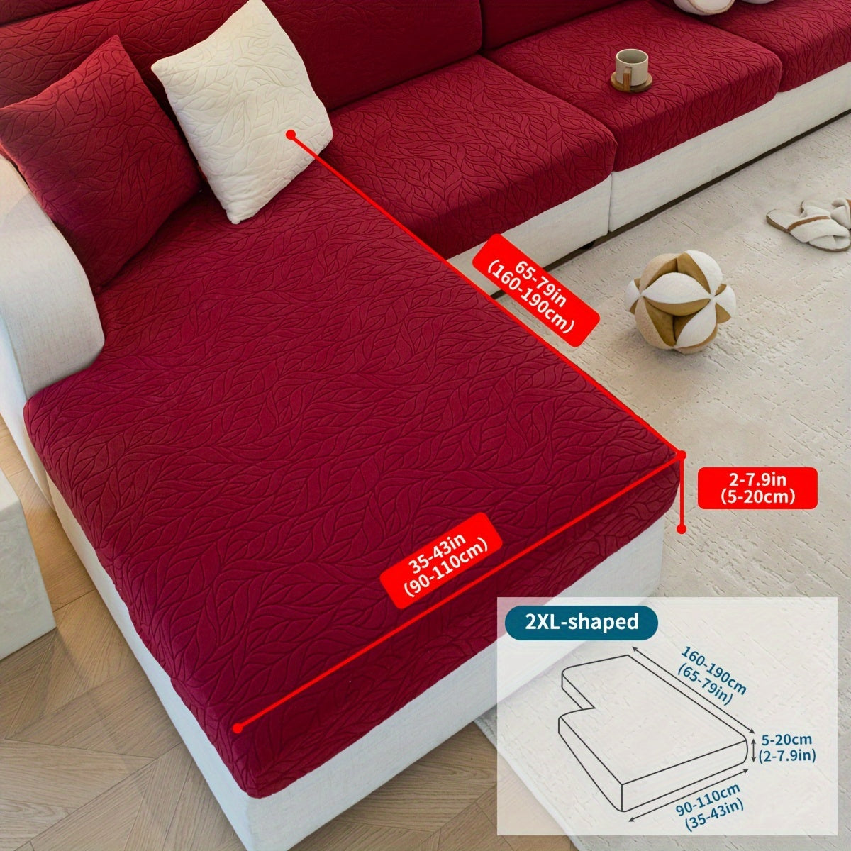Housse de canapé en polaire jacquard antidérapante à housses séparées, gros plan sur le tissu