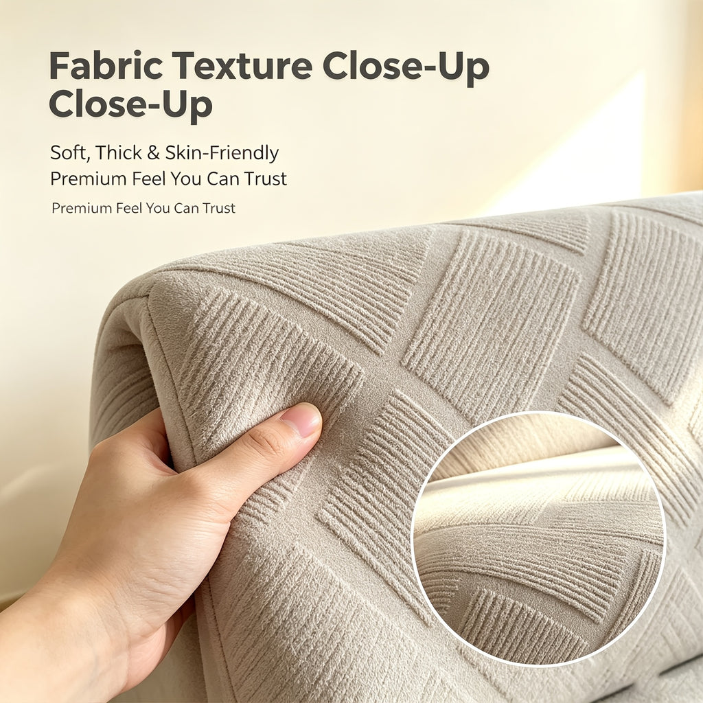 Housse de canapé épaisse extensible en polaire jacquard à rayures, visuel produit