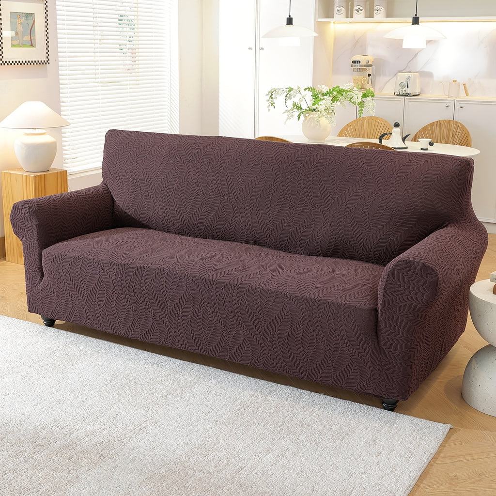Housse de canapé extensible en polaire jacquard à rayures, housse posée