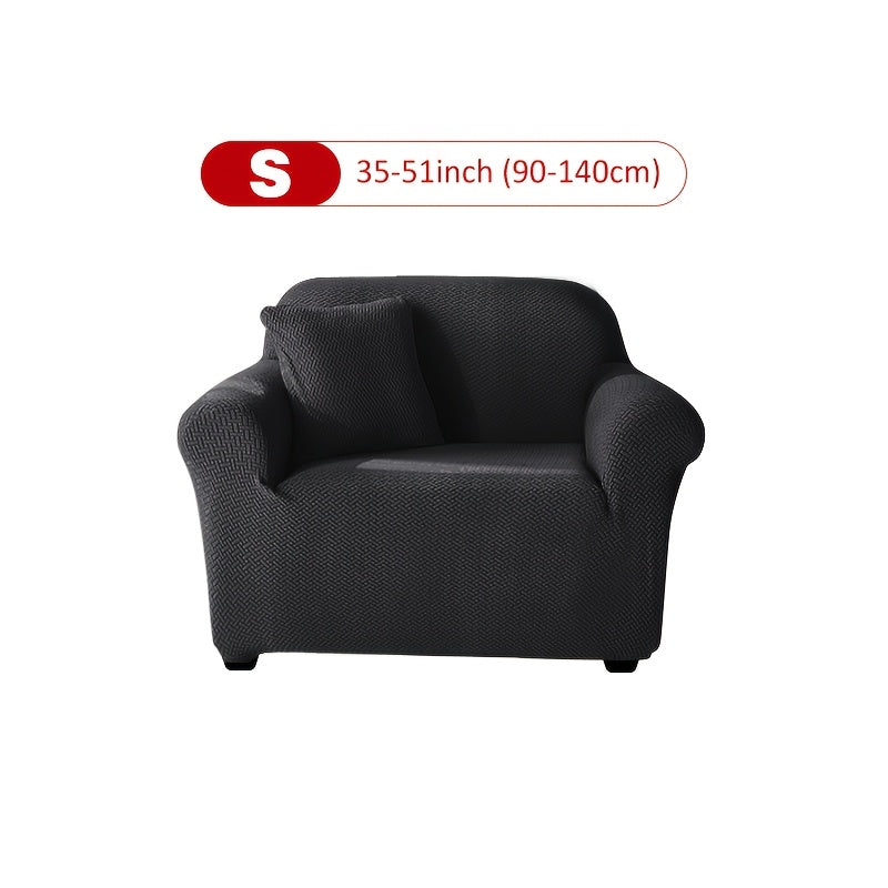 Housse de canapé extensible en velours côtelé jacquard en T, vue d'ensemble