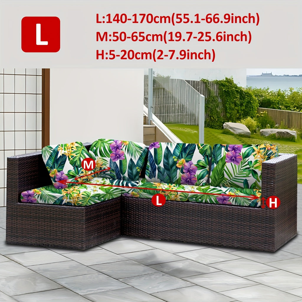 Housse de canapé extensible en fibre de lait à motif tropical, housse posée