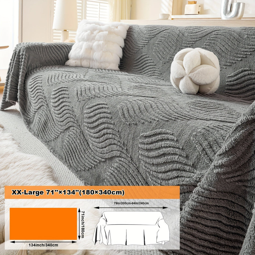 Housse de canapé en velours peluche uni, détail de la finition