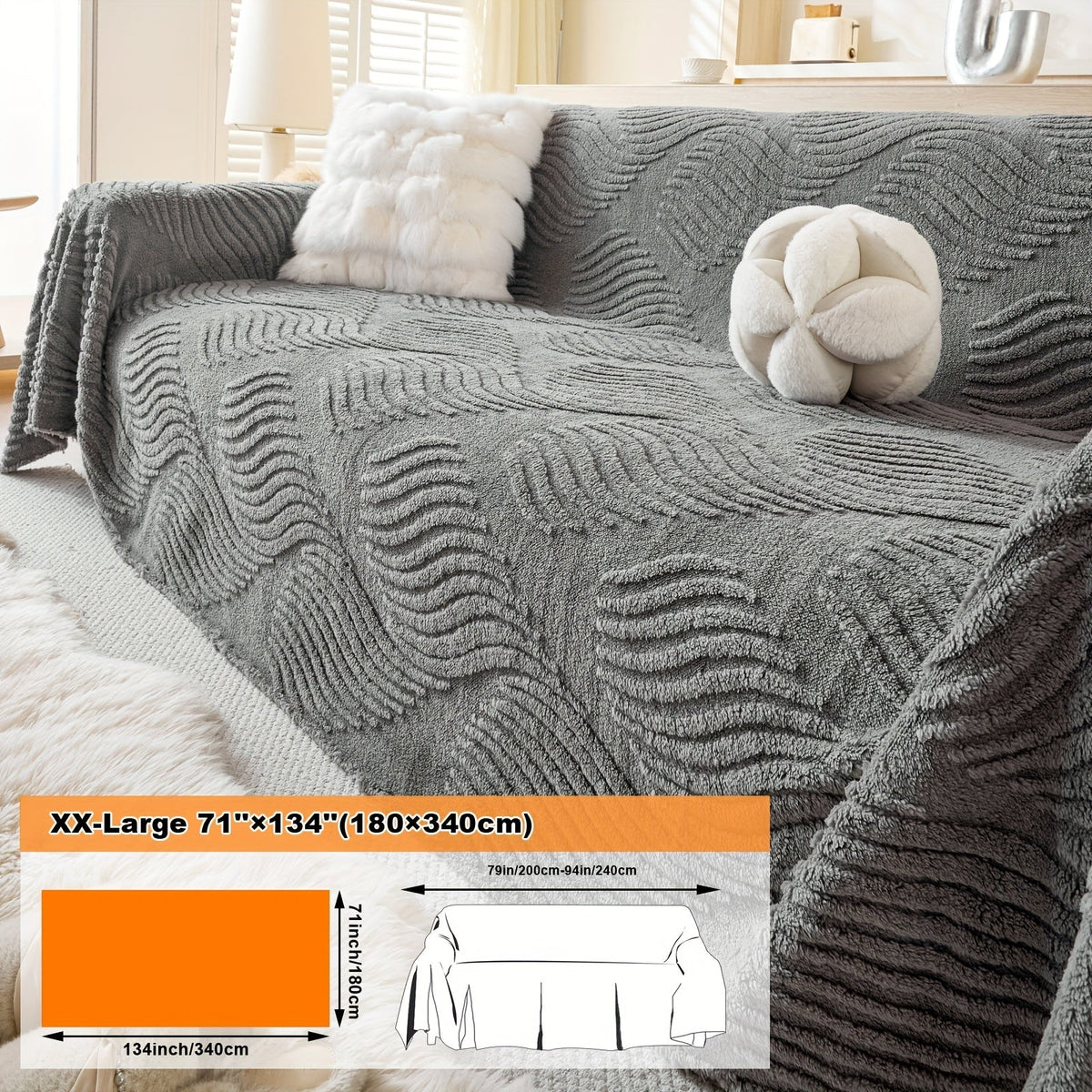 Housse de canapé en velours peluche uni, détail de la finition