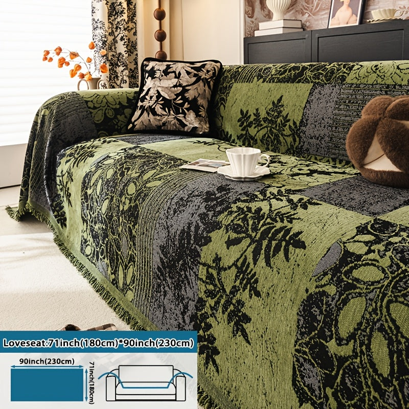 Housse de canapé épaisse en chenille jacquard d'esprit bohème, autre coloris
