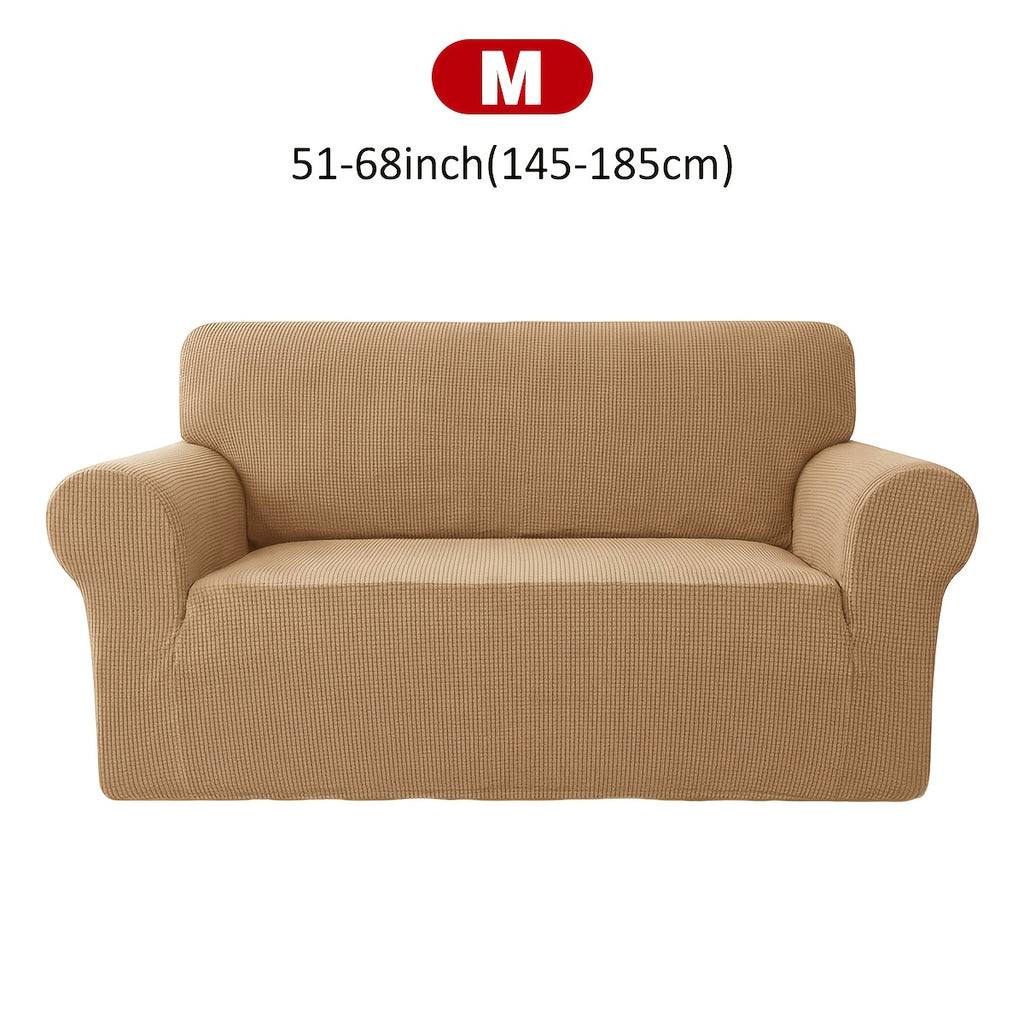 Housse de canapé extensible en velours côtelé jacquard à maille gaufrée, housse posée