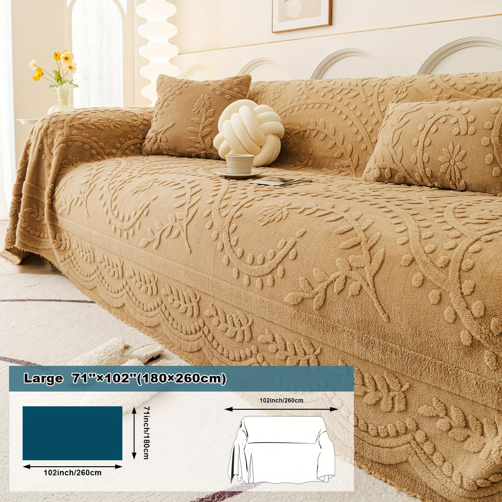 Housse de canapé épaisse en velours jacquard, mise en situation
