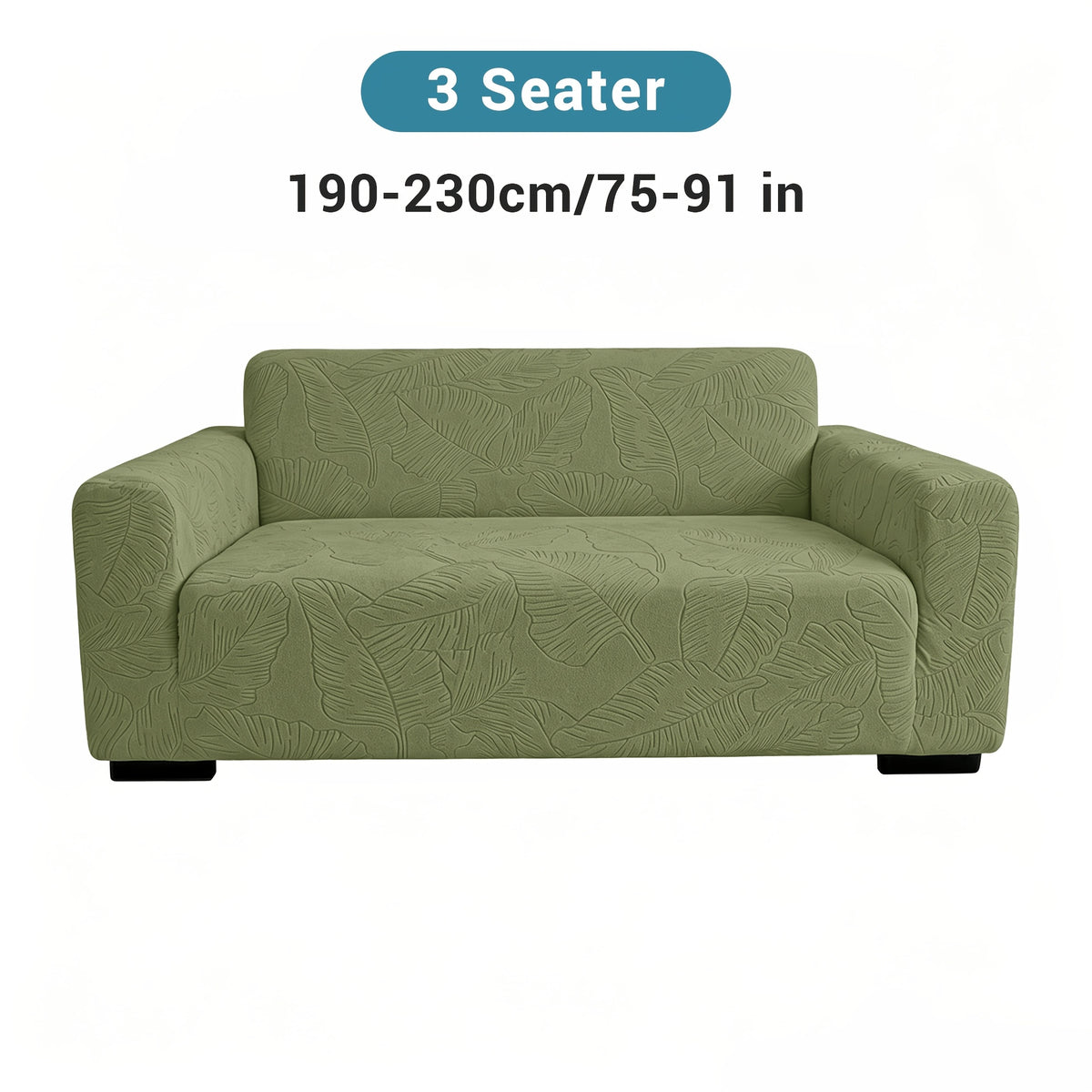 Housse de canapé extensible en polaire jacquard à motif feuillage, détail de l'ourlet