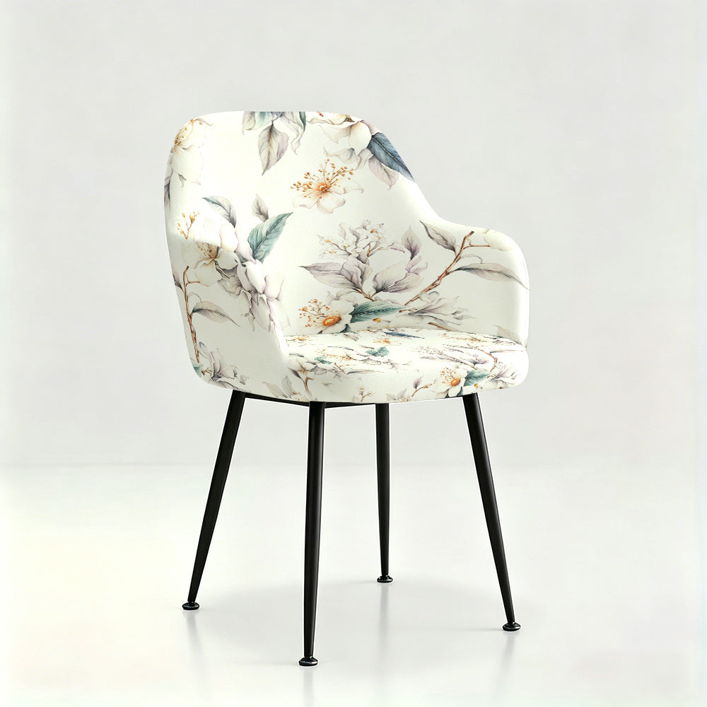 Housse de fauteuil extensible en fibre de lait imprimée au rendu glamour, mise en situation
