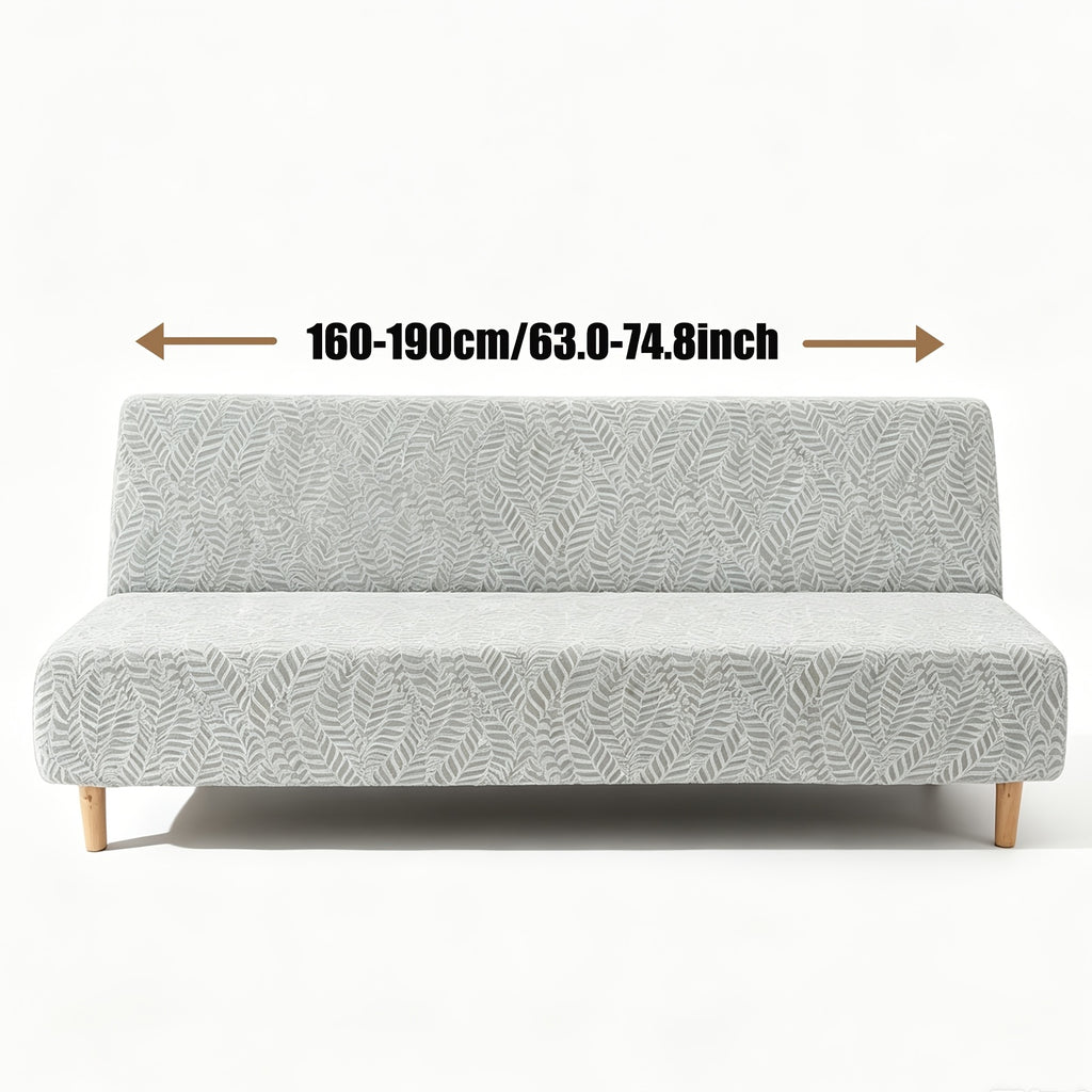 Housse de canapé extensible en polaire jacquard à rayures sans accoudoirs, vue d'ensemble