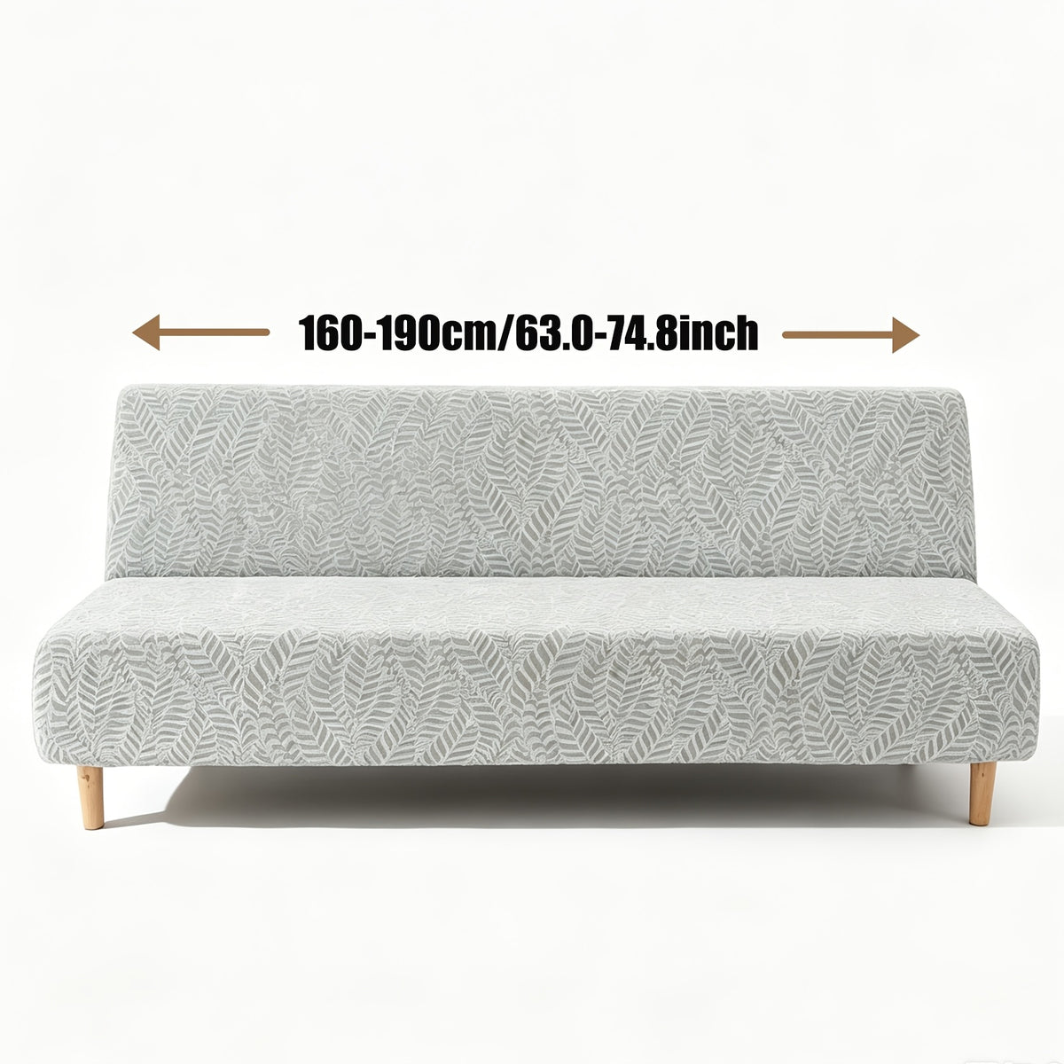 Housse de canapé extensible en polaire jacquard à rayures sans accoudoirs, vue d'ensemble