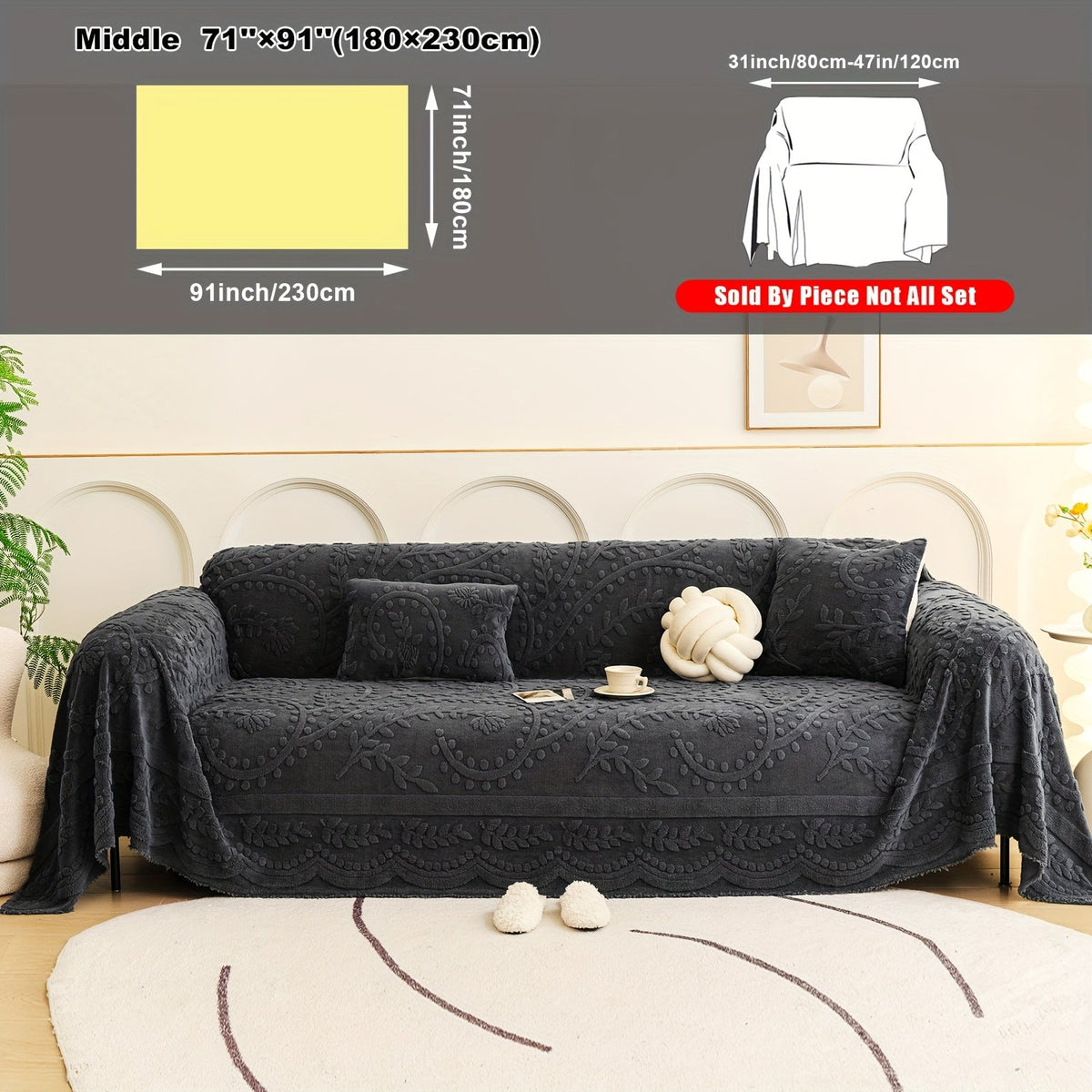 Housse de canapé, gros plan sur le tissu