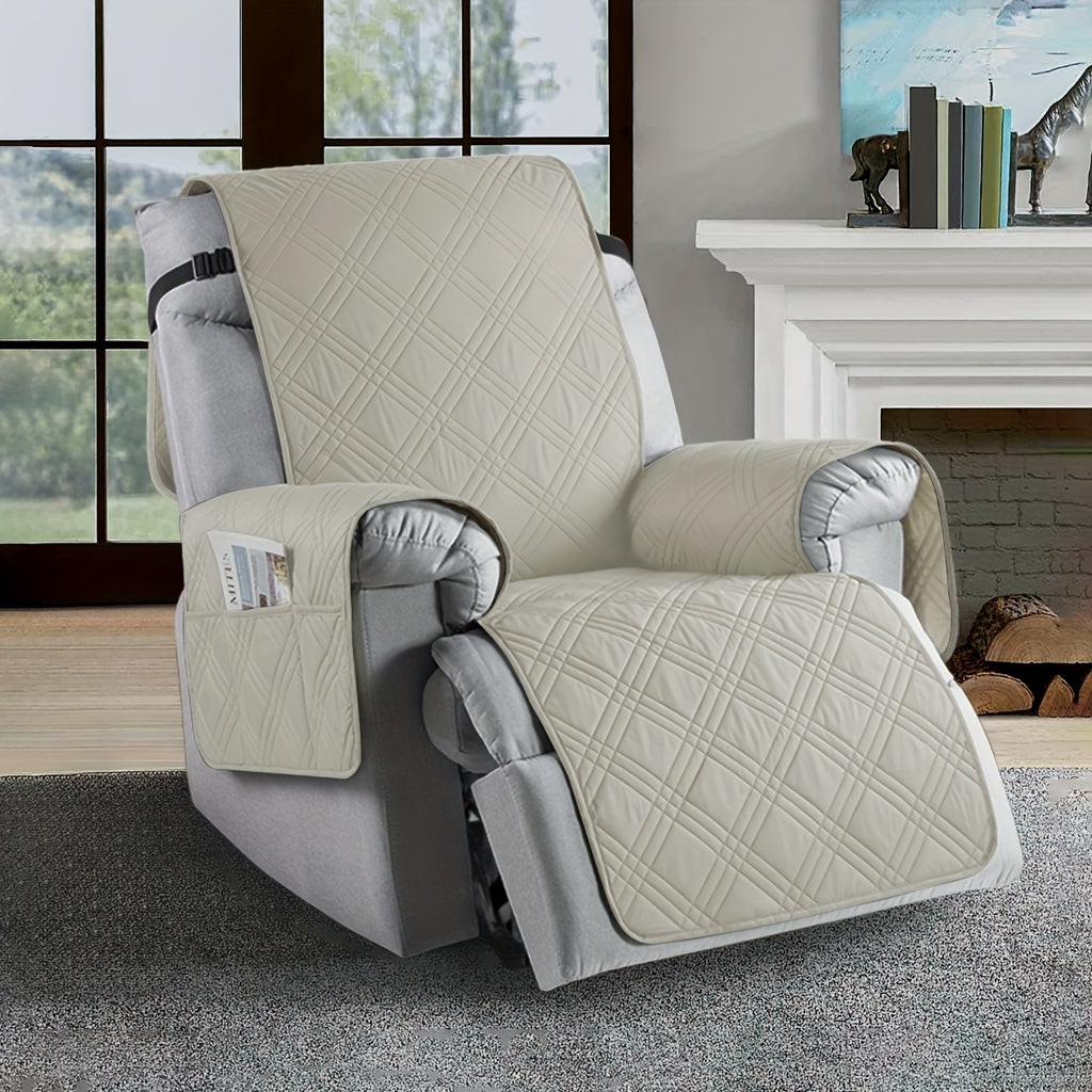 Housse de canapé avec poche de rangement, gros plan sur le tissu