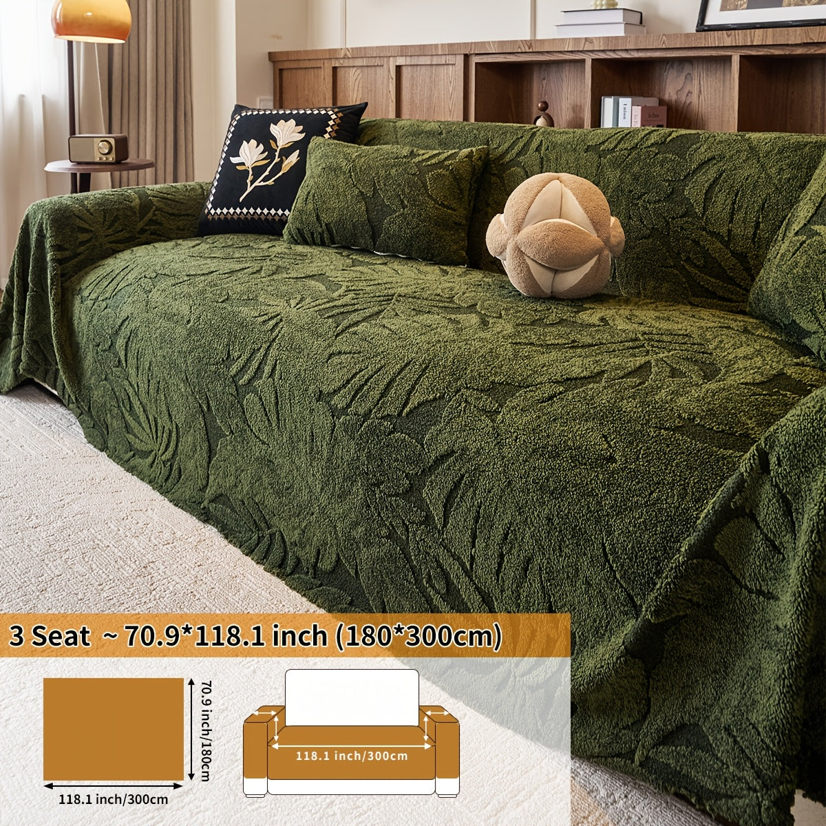 Housse de coussin épaisse en chenille matelassée antidérapante à housses, visuel produit