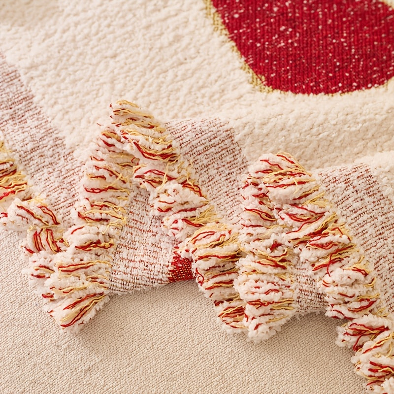 Housse de canapé épaisse en chenille jacquard antidérapante, gros plan sur le tissu