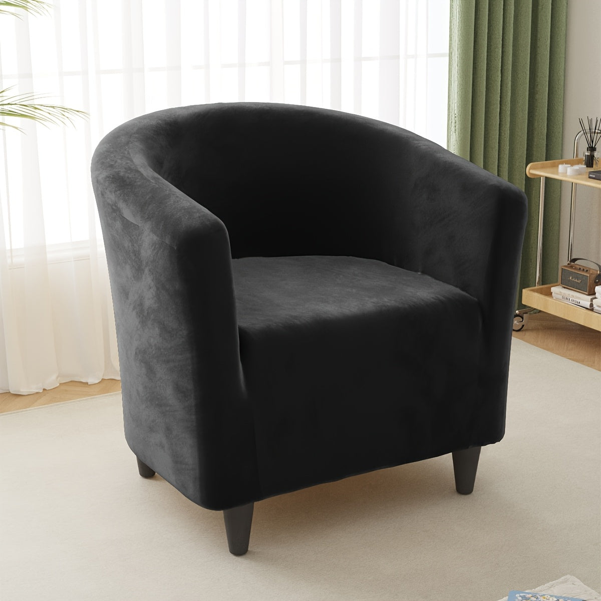 Housse de canapé épaisse extensible en velours pour fauteuil — détail de la matière : velours