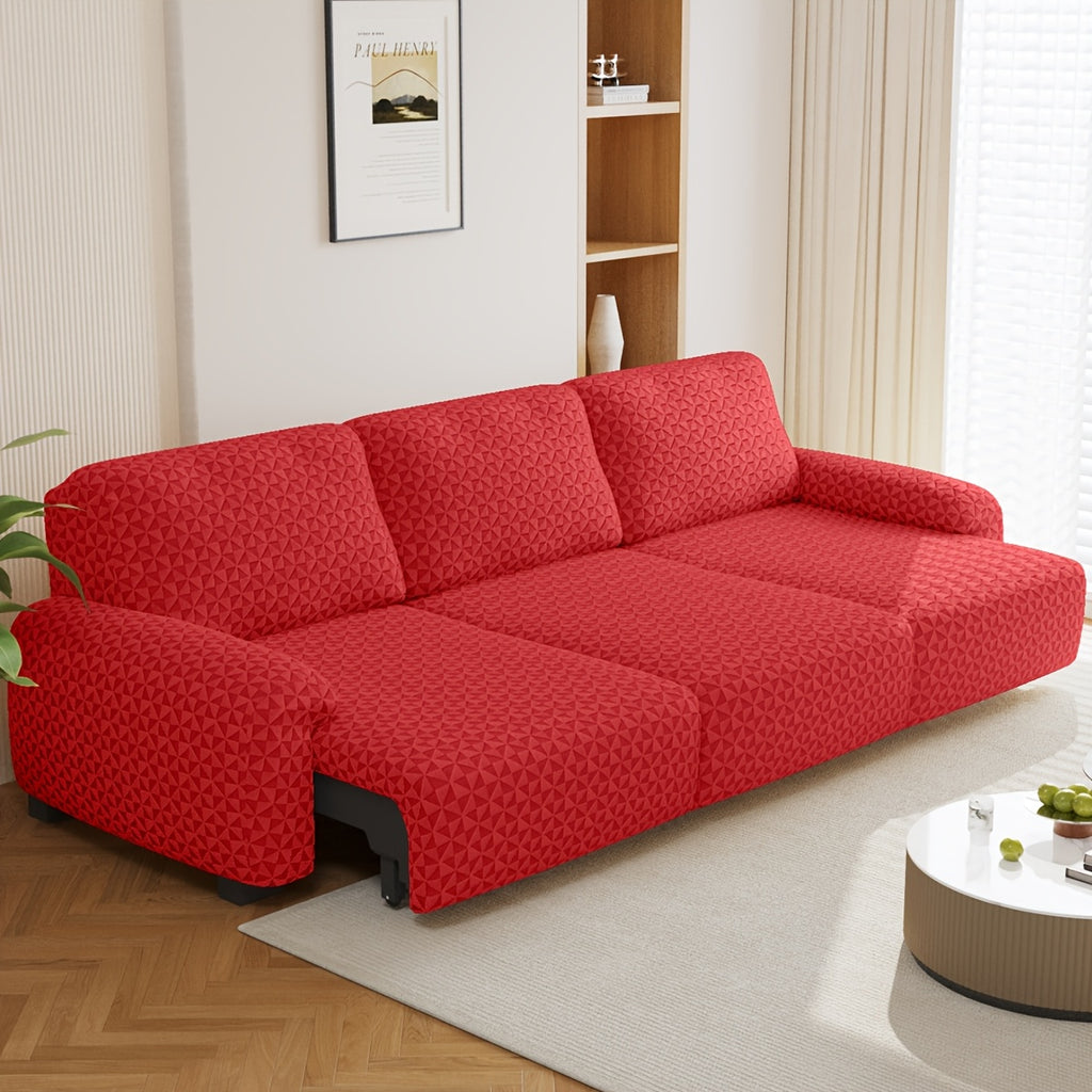 Housse de canapé épaisse extensible en polaire jacquard à housses séparées, mise en situation