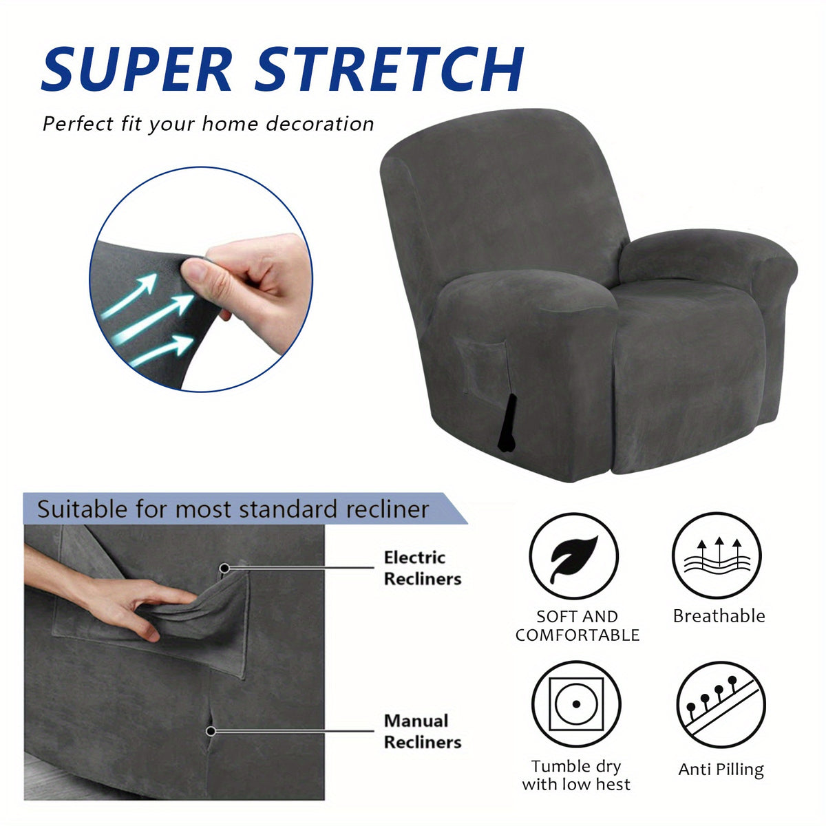Housse de canapé extensible en velours, mise en situation