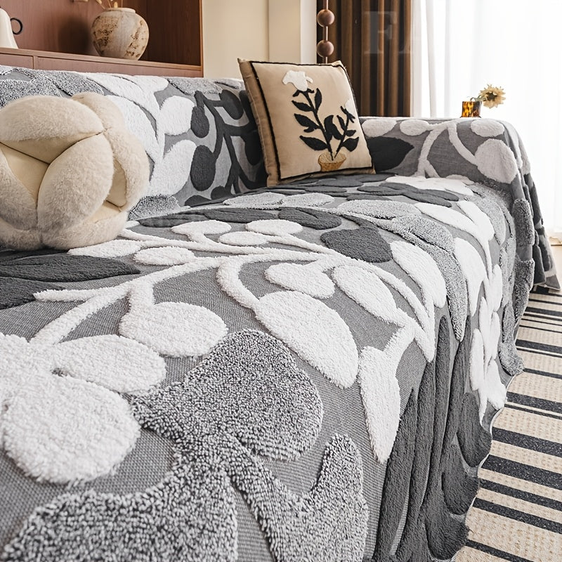 Housse de canapé en velours jacquard à motif bohème, mise en situation