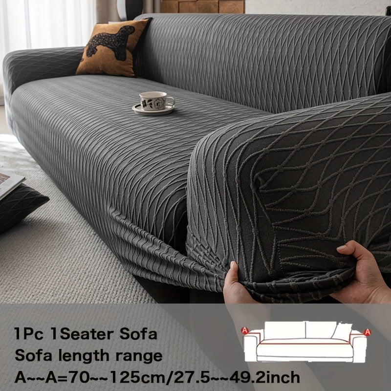 Housse de canapé en polaire à motif géométrique, gros plan sur le tissu