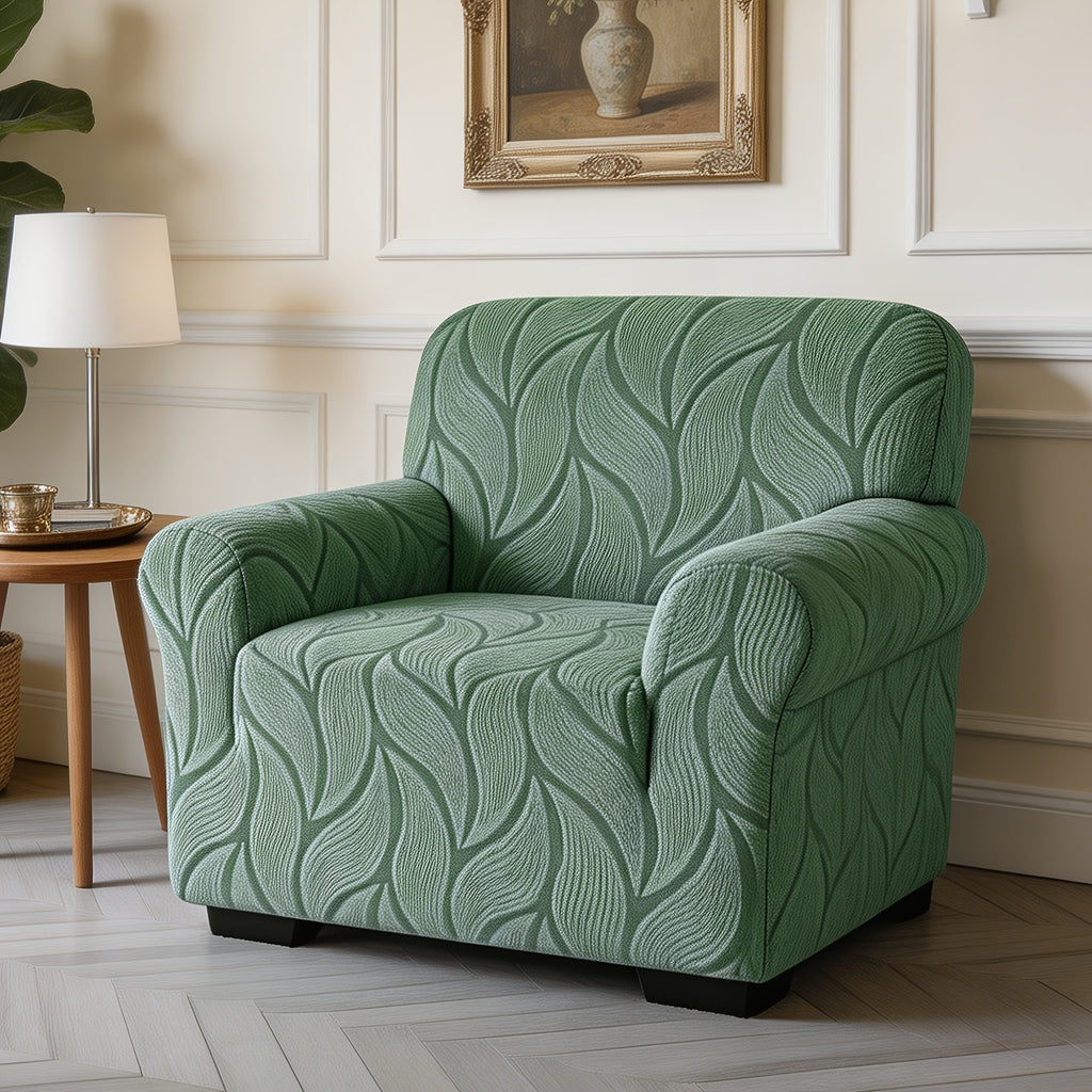 Housse de canapé extensible en polaire jacquard, vue de dos