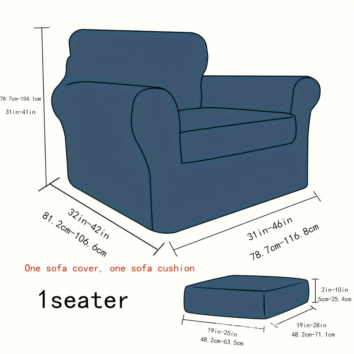 Housse de canapé extensible en polyester délavée, vue de dos