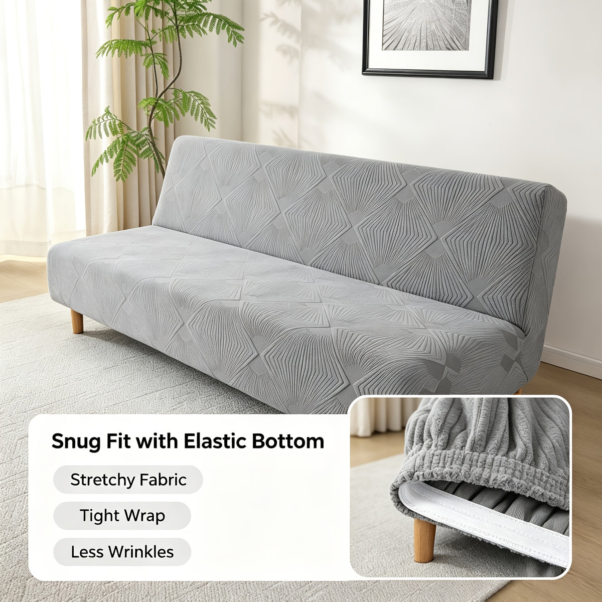 Housse de canapé extensible en polaire jacquard à rayures sans accoudoirs, housse posée