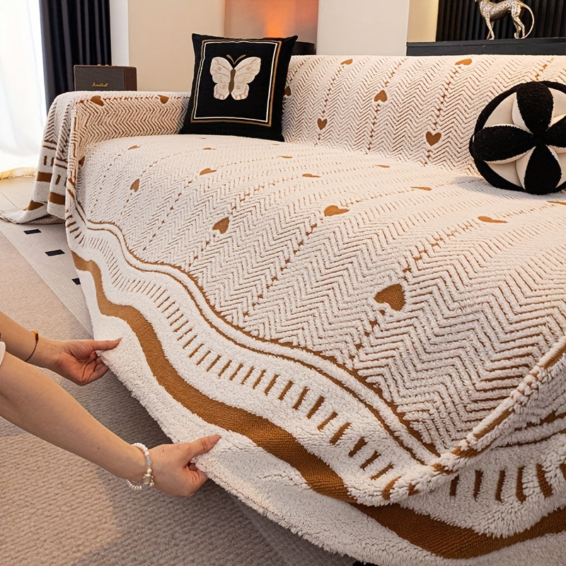 Housse de canapé épaisse en polyester, gros plan sur le tissu