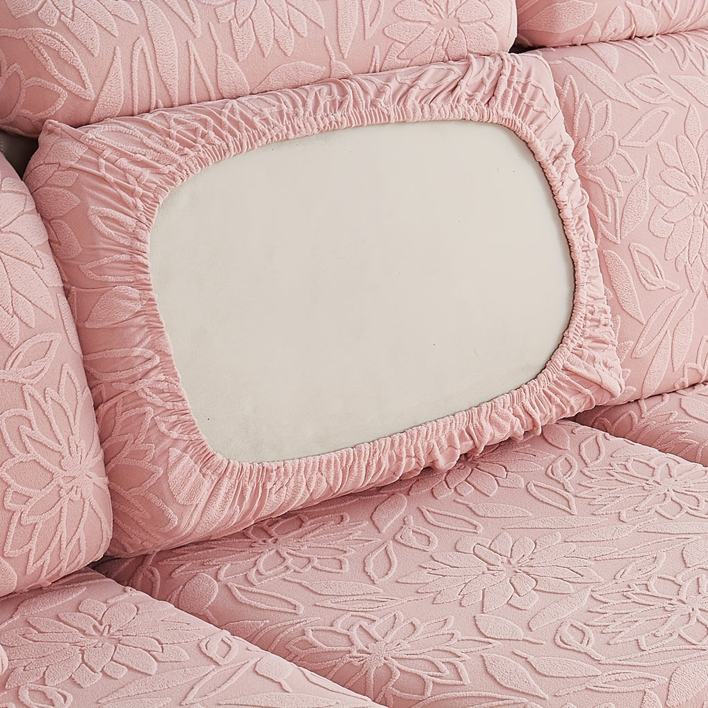 Housse de canapé extensible en polaire jacquard antidérapante, mise en situation