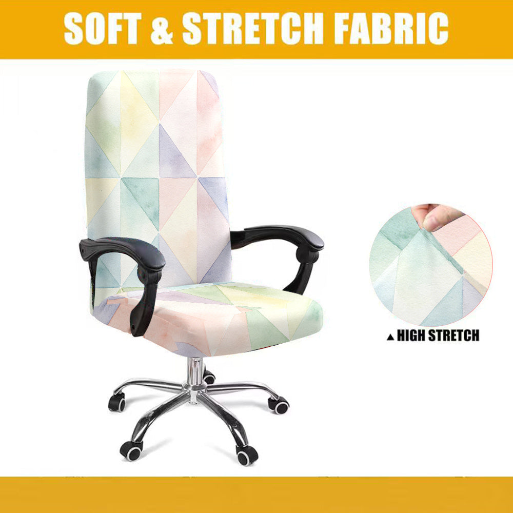 Housse de chaise extensible en fibre de lait à motif losange à fermeture, mise en situation