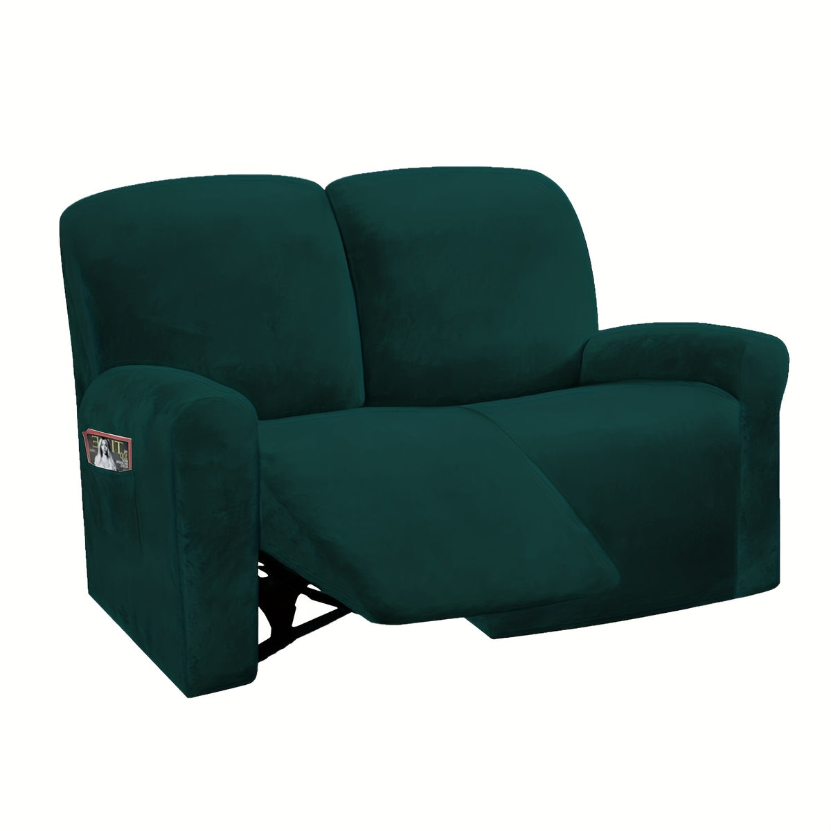 Housse de canapé extensible en velours pour canapé deux places, vue de dos