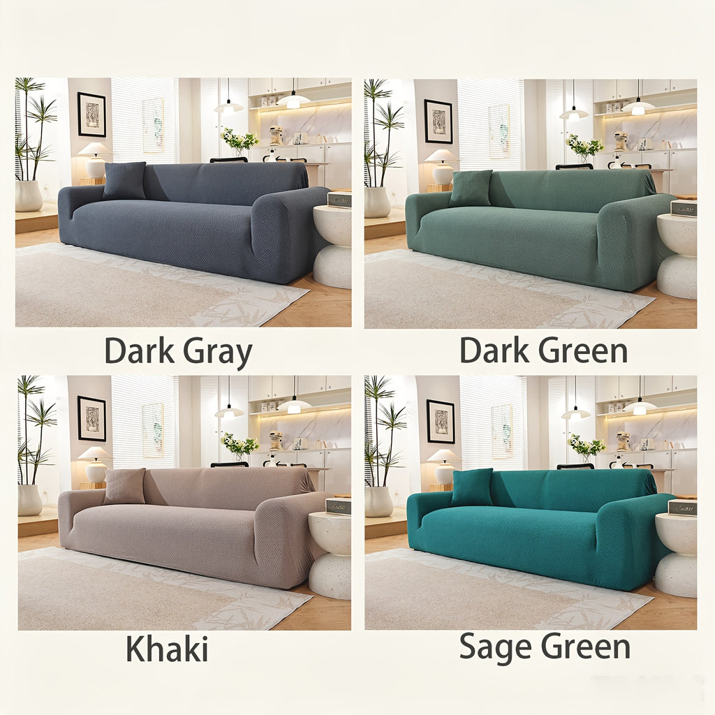 Housse de canapé extensible en polaire jacquard, vue de dos