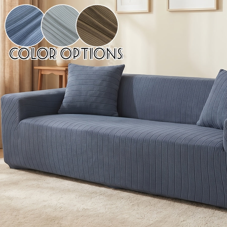 Housse de canapé extensible en polaire jacquard antidérapante, mise en situation