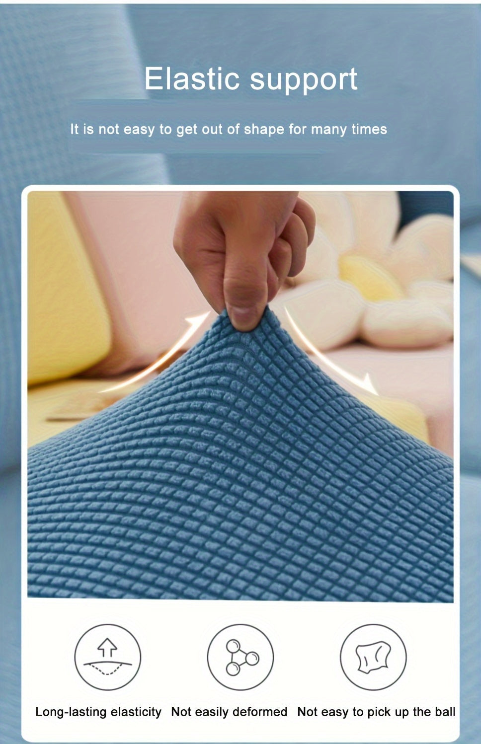 Housse de canapé épaisse extensible en polaire jacquard à housses séparées, mise en situation