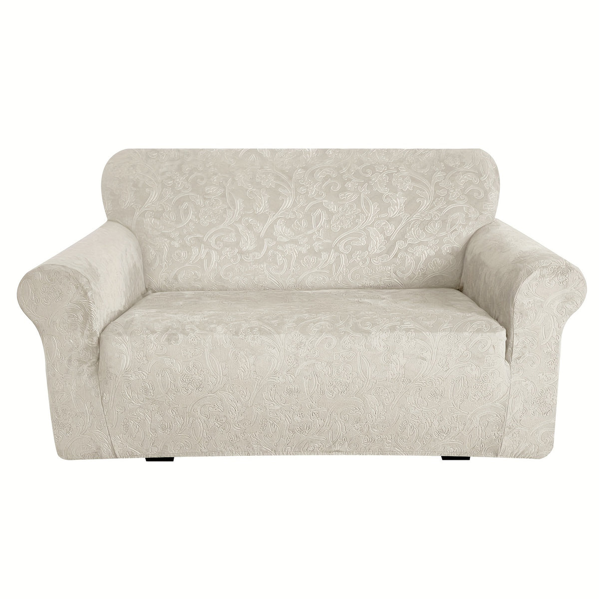 Housse de canapé extensible en velours à motif fleuri anti-griffes, vue d'ensemble