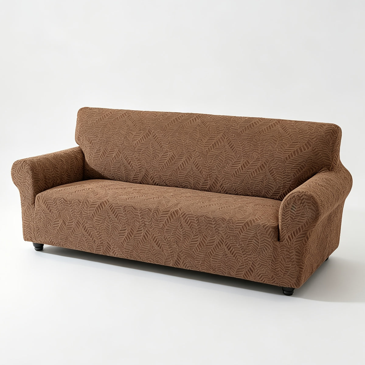 Housse de canapé extensible en polaire jacquard à motif feuillage anti-griffes, gros plan sur le tissu